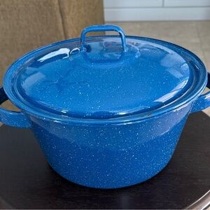 Speckled Blue Enamel Cookware Pot with Lid